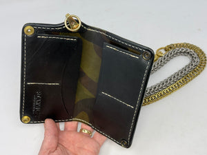 5G Long Biker Chain Wallet - Forrest Green Nubuck Alligator 3