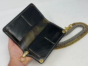 5G Long Biker Chain Wallet - Forrest Green Nubuck Alligator 3