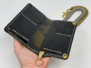 5G Long Biker Chain Wallet - Forrest Green Nubuck Alligator 3