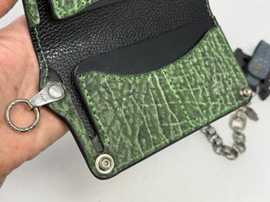 5G Long Biker Chain Wallet - Gray Nubuck Alligator x Elephant