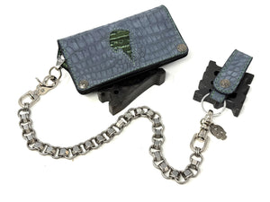 5G Long Biker Chain Wallet - Gray Nubuck Alligator x Elephant