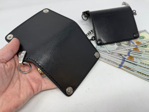 5G Mini Long Leather Chain Wallet - Black Hermann Oak