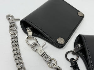 5G Mini Long Leather Chain Wallet - Black Hermann Oak