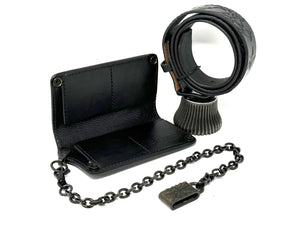 ALL BLACK Sailor PinUp Long Wallet/Belt/Chain/Charm Combo Set