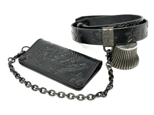 ALL BLACK Sailor PinUp Long Wallet/Belt/Chain/Charm Combo Set