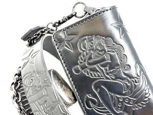 ALL BLACK Sailor PinUp Long Wallet/Belt/Chain/Charm Combo Set