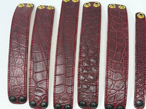 Alligator Leather Bracelet / Cuff: Burgundy/Oxblood - Anvil Customs