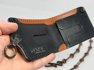 ANVIL 5G Bifold Leather Chain Wallet - Antiqued Turquoise Elephant