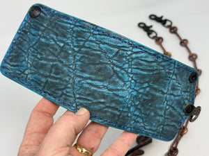 ANVIL 5G Bifold Leather Chain Wallet - Antiqued Turquoise Elephant