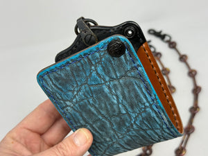 ANVIL 5G Bifold Leather Chain Wallet - Antiqued Turquoise Elephant