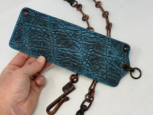ANVIL 5G Bifold Leather Chain Wallet - Antiqued Turquoise Elephant