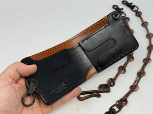 ANVIL 5G Bifold Leather Chain Wallet - Antiqued Turquoise Elephant