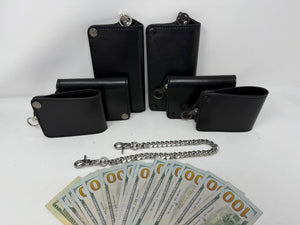 ANVIL 5G Bifold Leather Chain Wallet - Black Hermann Oak
