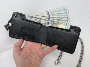 ANVIL 5G Bifold Leather Chain Wallet - Black Hermann Oak
