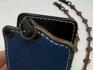 ANVIL 5G Bifold Leather Chain Wallet - Blue Shark