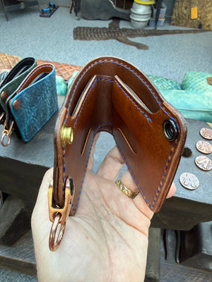 ANVIL 5G Bifold Leather Chain Wallet - Blue Shark