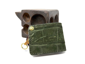Anvil 5G Bifold Leather Chain Wallet - Nubuck Forrest Green American Alligator