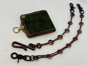 Anvil 5G Bifold Leather Chain Wallet - Nubuck Green American Alligator