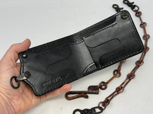 Anvil 5G Bifold Leather Chain Wallet - Nubuck Green American Alligator