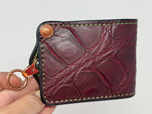 Anvil 5G Bifold Leather Chain Wallet - Oxblood Giant Gator