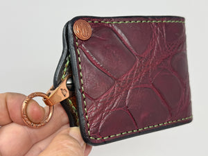 Anvil 5G Bifold Leather Chain Wallet - Oxblood Giant Gator