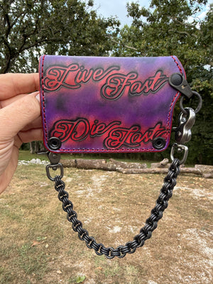 Anvil 5G Mini Long Wallet -  Purple Red RideFast Skully