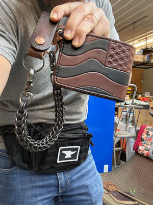 Anvil Old Glory Bifold Leather Chain Wallet w/Wallet Chain & Loop