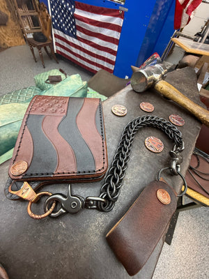 Anvil Old Glory Bifold Leather Chain Wallet w/Wallet Chain & Loop