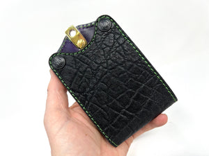 Bifold Leather Chain Wallet (G4) - Black Elephant