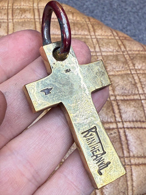 Forged Brass/Copper Cross Pendant - ‘Hammered’ - Anvil Customs