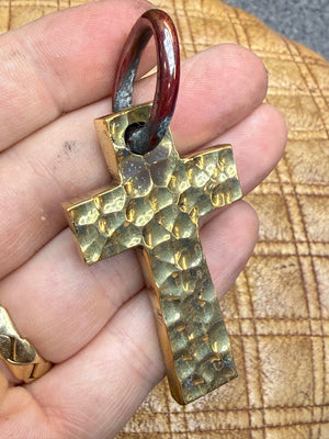 Forged Brass/Copper Cross Pendant - ‘Hammered’ - Anvil Customs