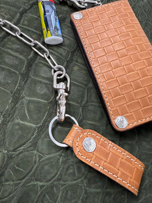 G4 Long Biker Chain Wallet, Chain & Loop Combo Set - Tan Basket Weave
