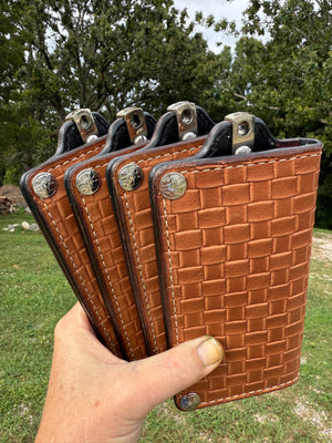 G4 Long Biker Chain Wallet, Chain & Loop Combo Set - Tan Basket Weave