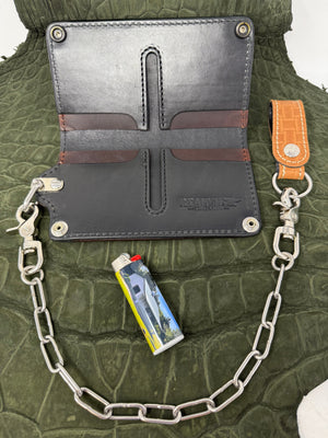 G4 Long Biker Chain Wallet, Chain & Loop Combo Set - Tan Basket Weave