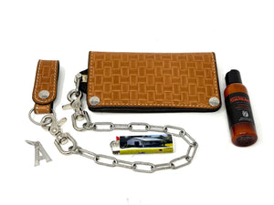 G4 Long Biker Chain Wallet, Chain & Loop Combo Set - Tan Basket Weave