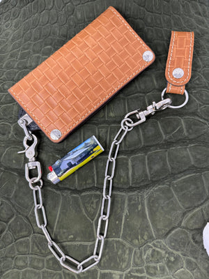G4 Long Biker Chain Wallet, Chain & Loop Combo Set - Tan Basket Weave