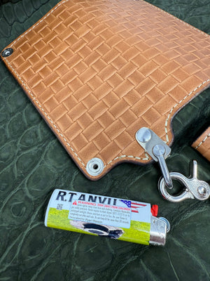 G4 Long Biker Chain Wallet, Chain & Loop Combo Set - Tan Basket Weave