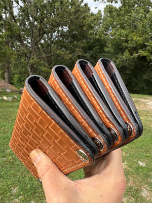 G4 Long Biker Chain Wallet, Chain & Loop Combo Set - Tan Basket Weave