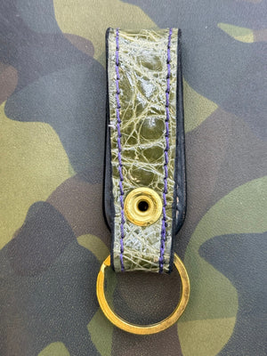Leather Belt Loop - Army Green Alligator