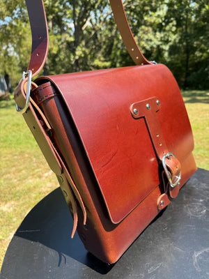 Leather Messenger Bag - “Lounge Brown” Buffalo