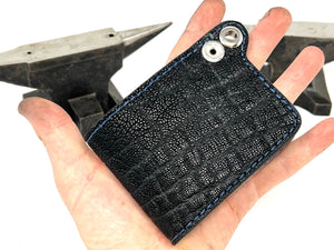 Mini Bifold Leather Chain Wallet - Black Elephant
