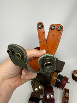 Nubuck Green Alligator Leather Bracelet / Cuff (set of 2)