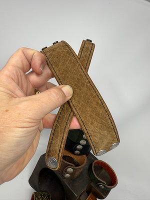 Tan Hippo (2x) Leather Bracelet / Cuff Set