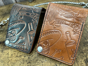Bifold Leather Chain Wallet - Anvil Art Collage