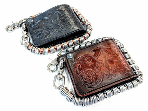 Bifold Leather Chain Wallet - Orc Rider - Anvil Customs