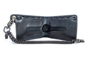 Bifold Leather Chain Wallet - Ride Fast Skull