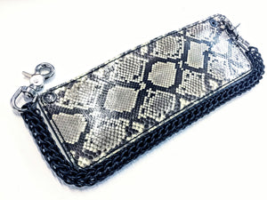 Bifold Leather Chain Wallet - White Python - Anvil Customs