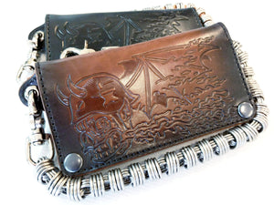Long Biker Leather Chain Wallet - Orc Rider - Anvil Customs