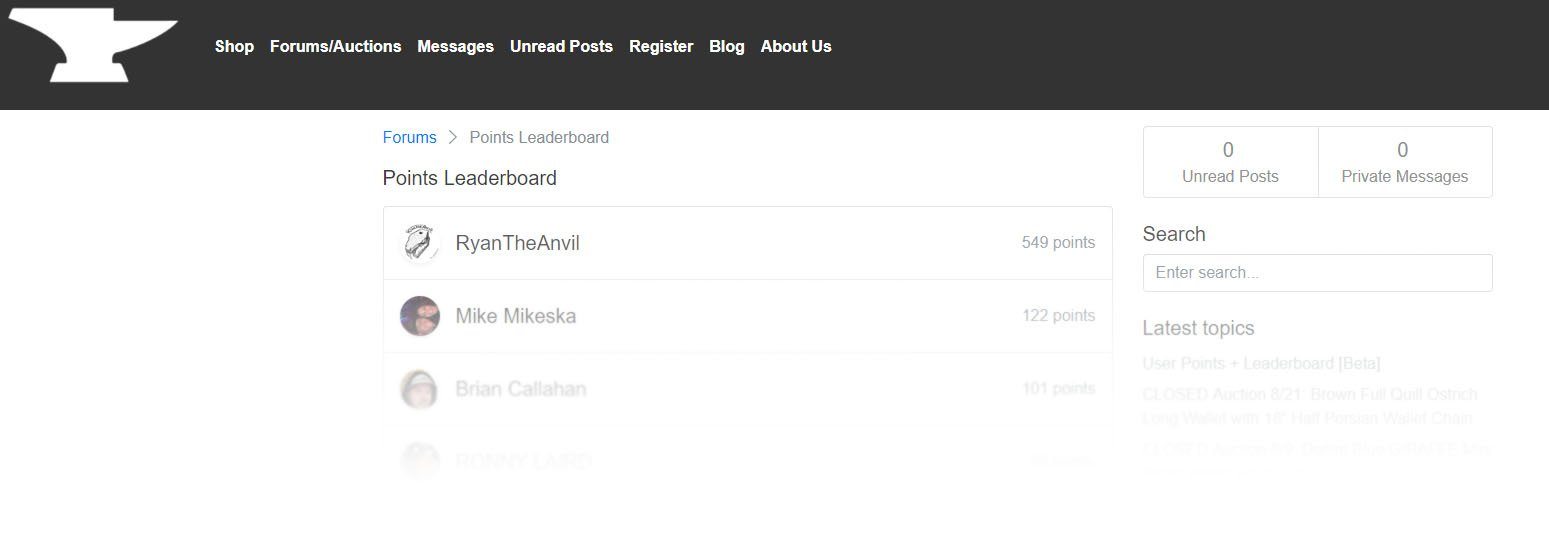 Anvil Crew Forum Features Update (Leaderboard Beta!)