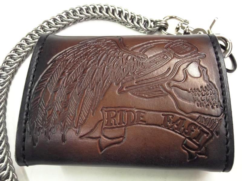 Anvil Custom Dirty Brown RIDE FAST Trifold Chain Wallet